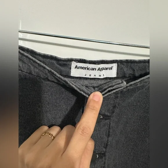 American Apparel Denim Button Front Mini Skirt Stone Washed Black Size S - Picture 6 of 7